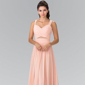 NEW FLOOR LENGTH SLEEVELESS A-LINE DRESS MADE OF CHIFFON WITH ZIPPER BACK GL2366
